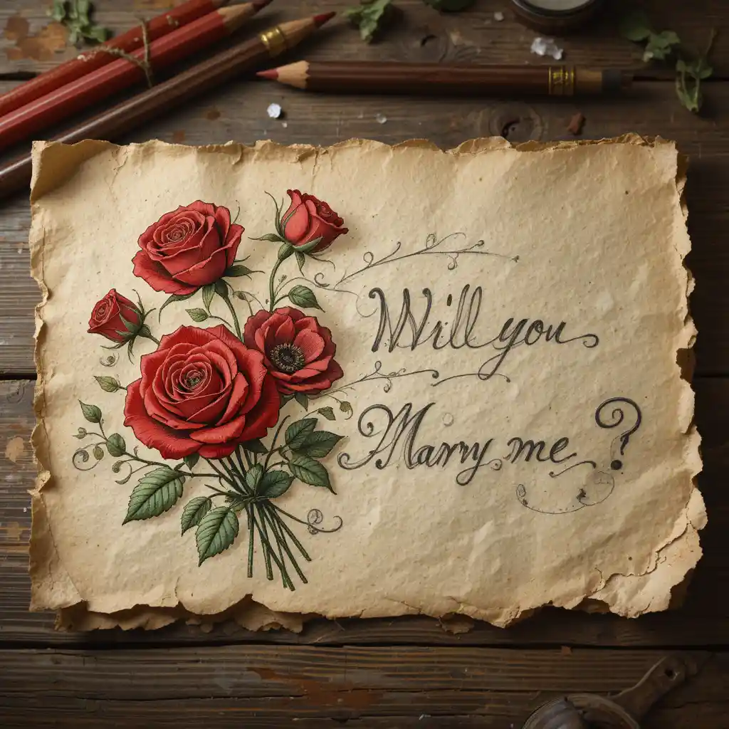 Romantic handwritten love letter with red rose bouquet illustration