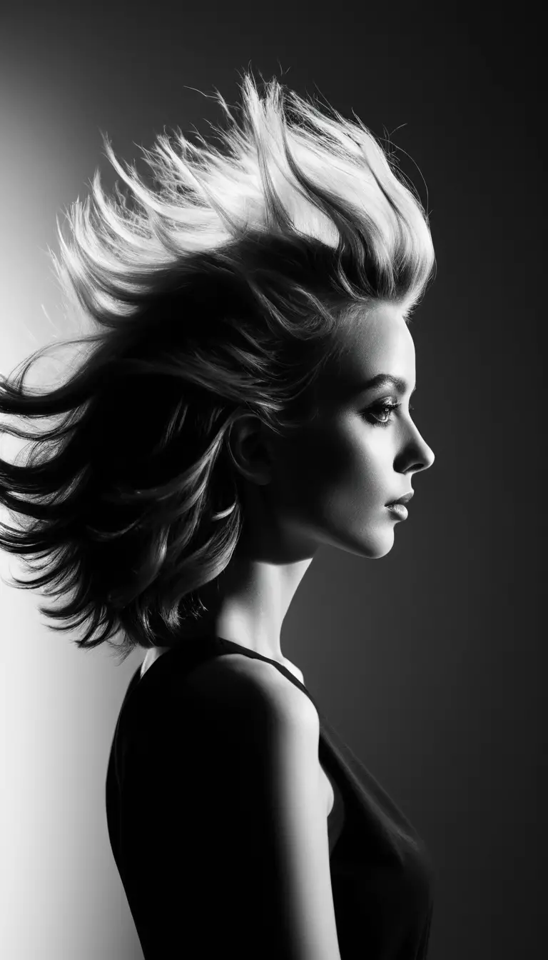 Silhouette fashion portrait of a woman in dramatic backlight