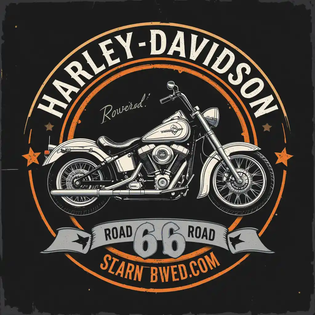 Harley-Davidson-Motorradlogo mit Route-66-Emblem