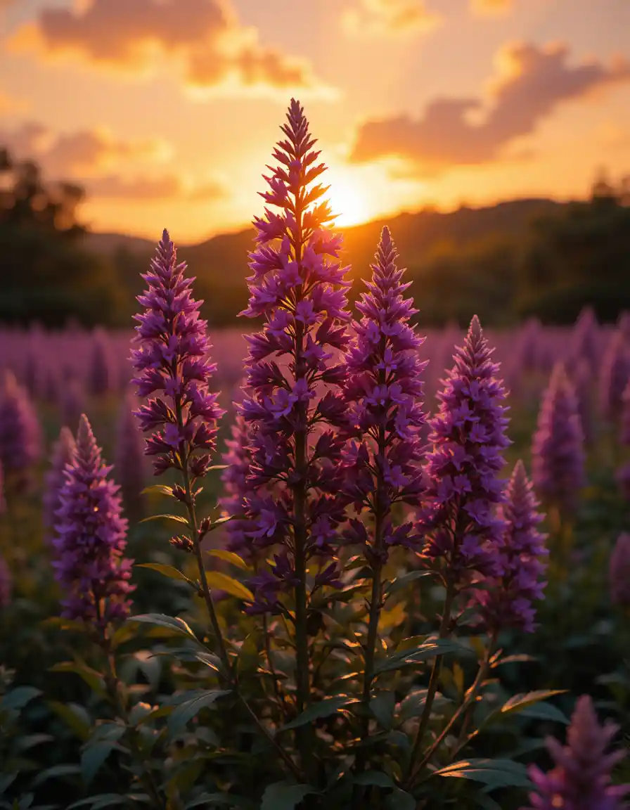 Impressionistic Sunset Flowers In Golden Sunlight