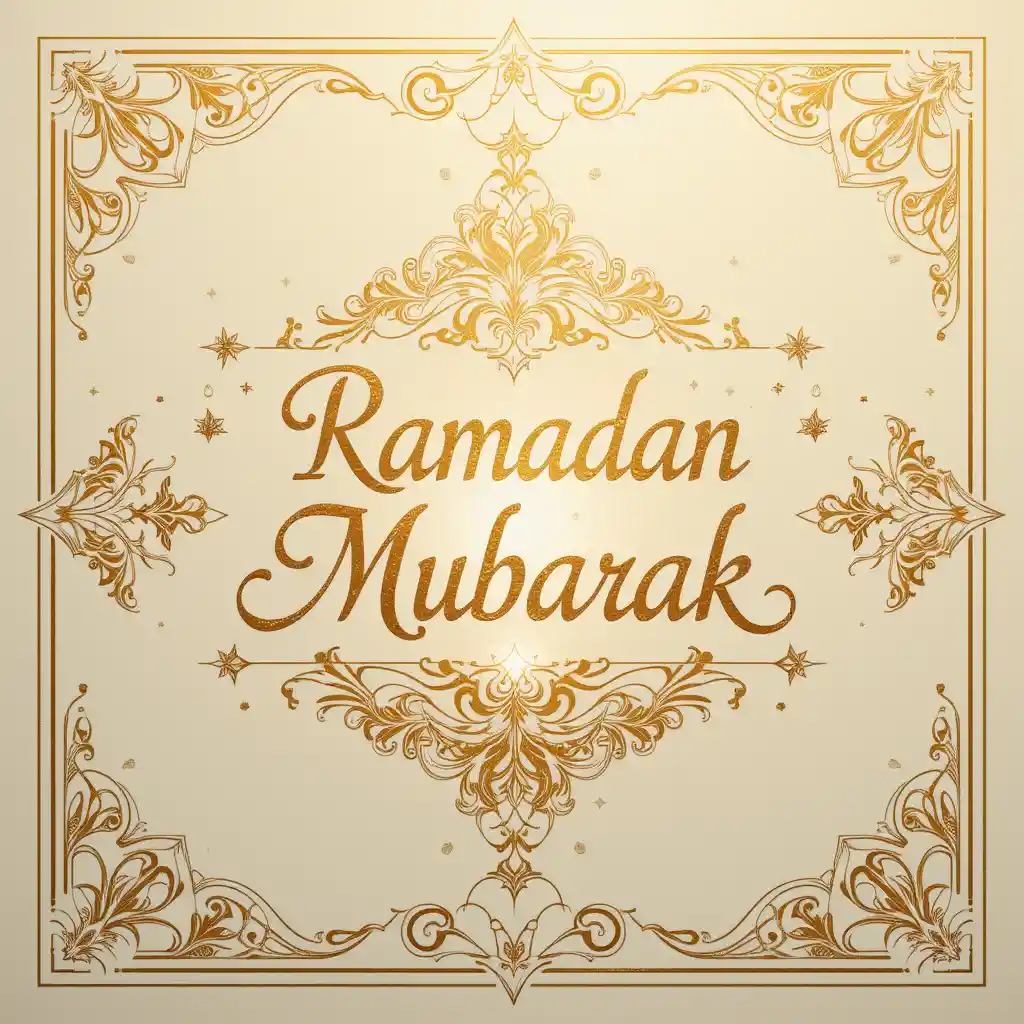 Goldfolierte Ramadan-Mubarak-Karte mit arabischer Kalligraphie