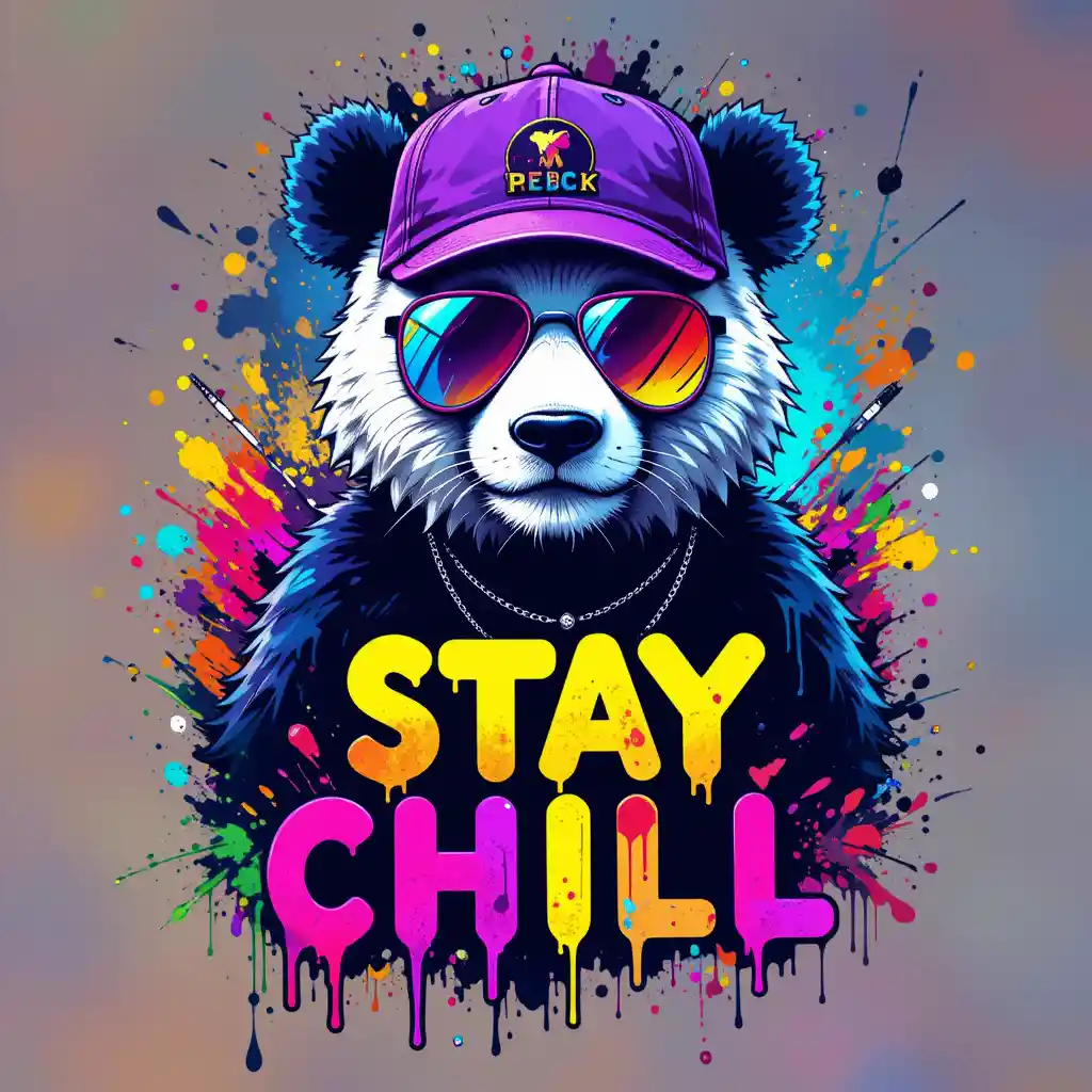 Cool panda t shirt graphic with stay chill text