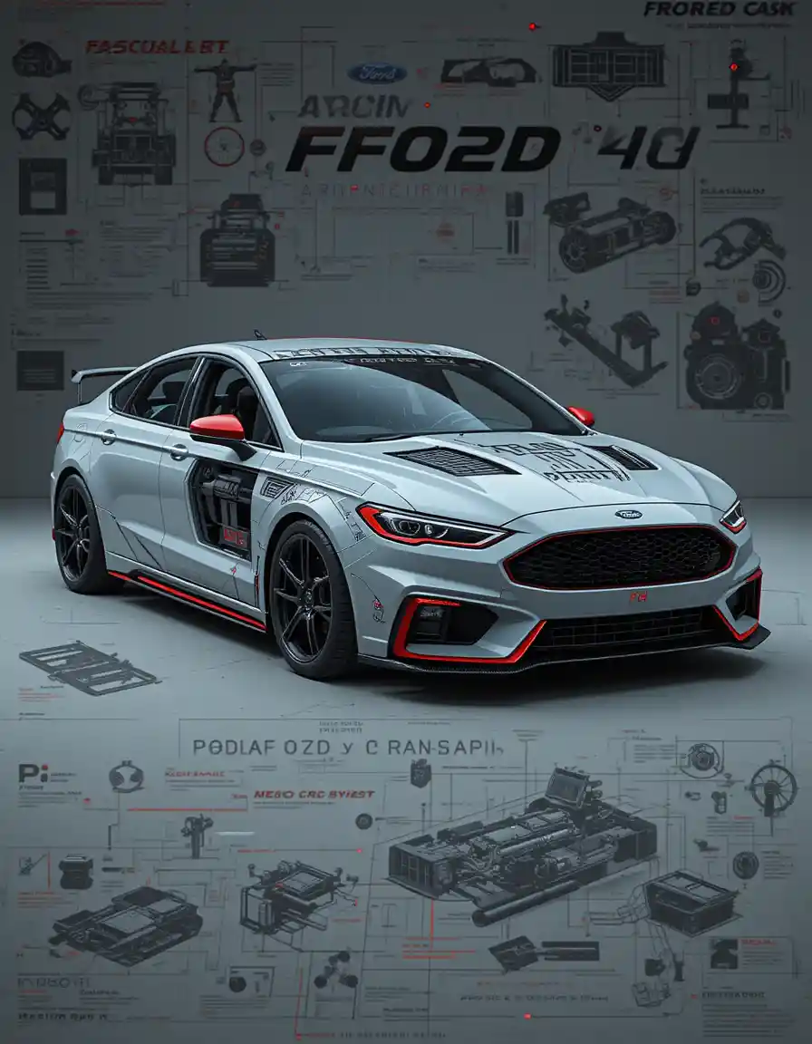 Futuristic Armored Ford Fusion Concept Design Blueprint