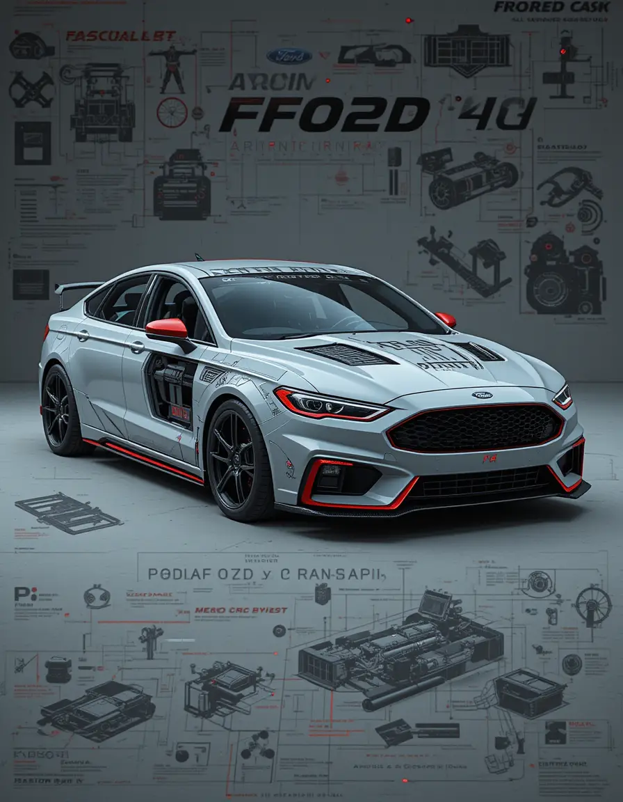 Futuristic Armored Ford Fusion Concept Design Blueprint