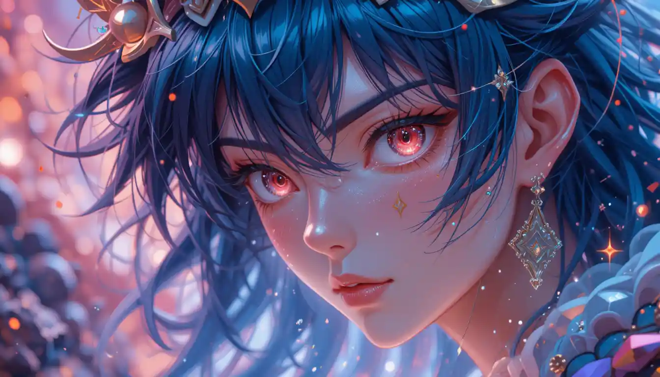 Close up fantasy woman in painterly digital illustration