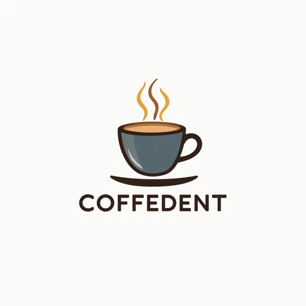 Minimalist coffee cup logo with coffedent text