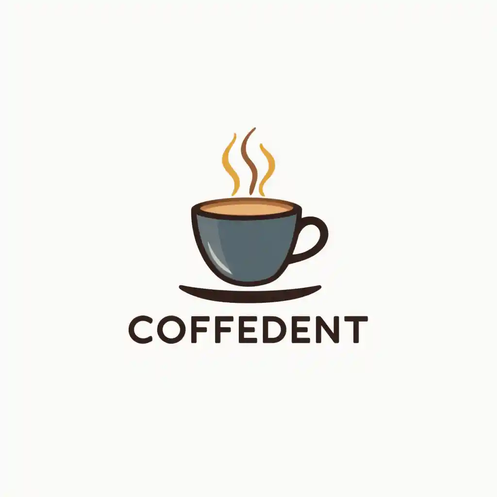 Minimalist coffee cup logo with coffedent text