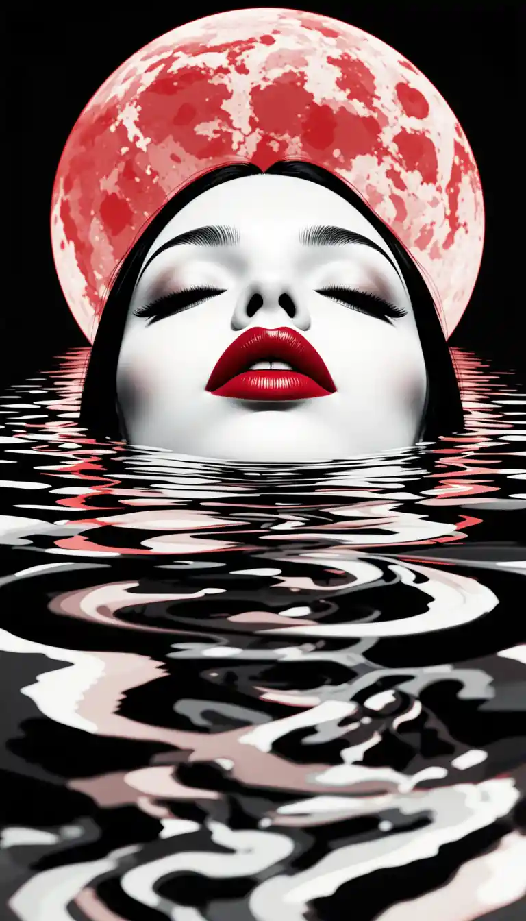 Monochrome abstract portrait of a woman underwater