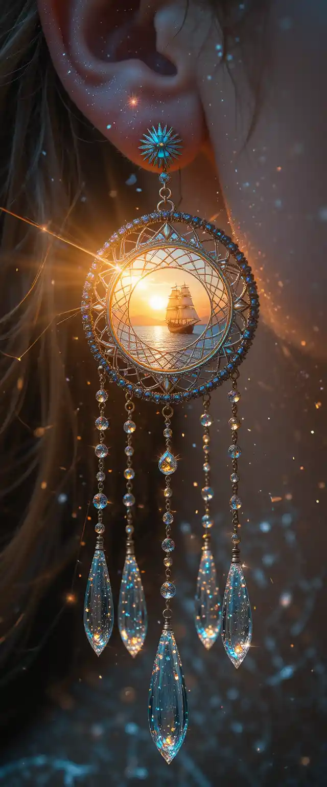 Surreal close up of girl with dreamcatcher earring