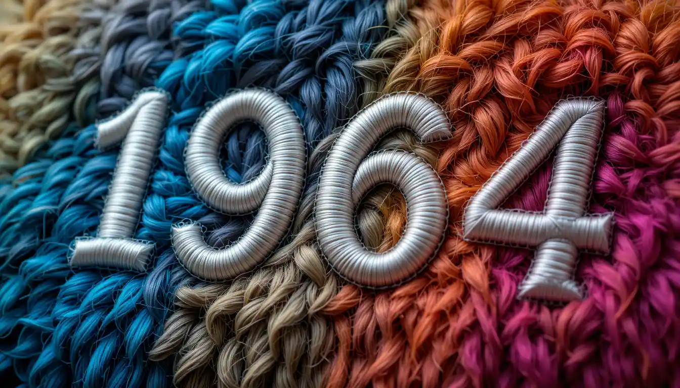 Embroidered 1964 text logo on colorful fur background