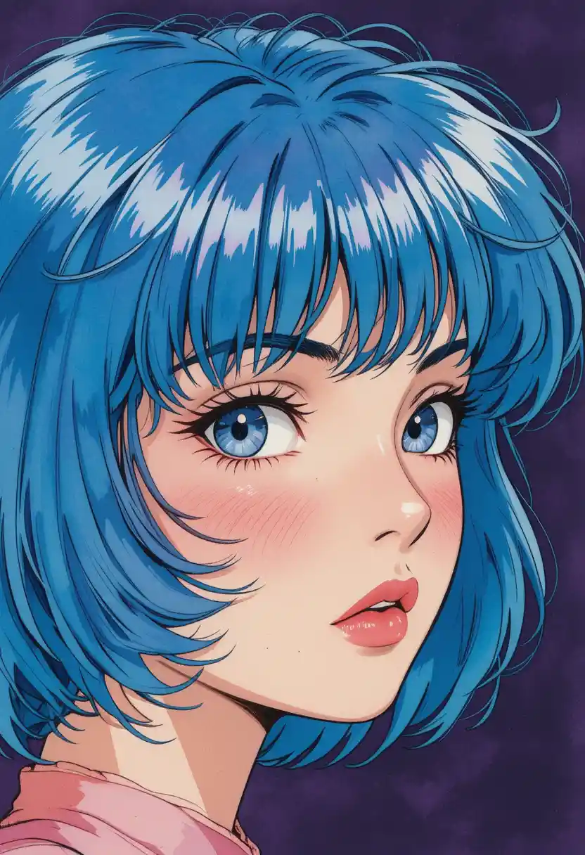 Dreamy Anime Girl Portrait With Colorful Illustration Style
