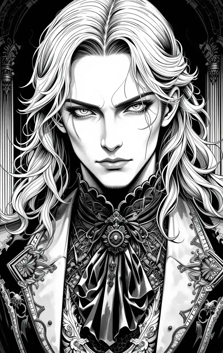 Manga vampire portrait in gothic victorian style