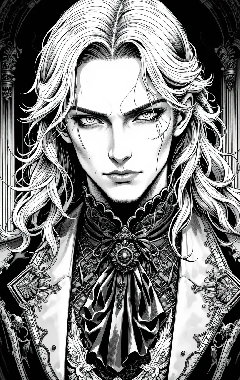 Manga vampire portrait in gothic victorian style