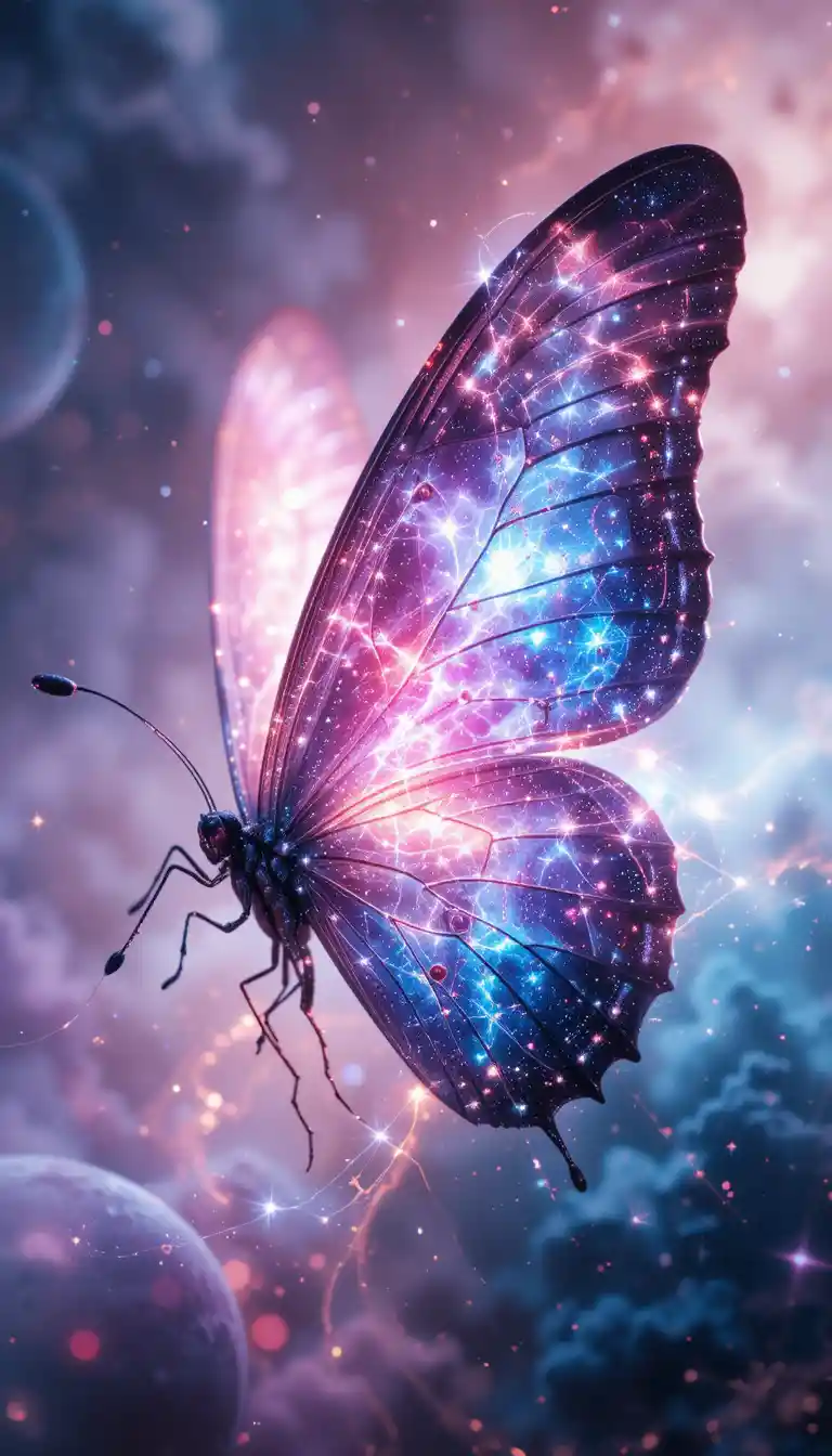 Butterfly With Nebula Filled Wings In Deep Space