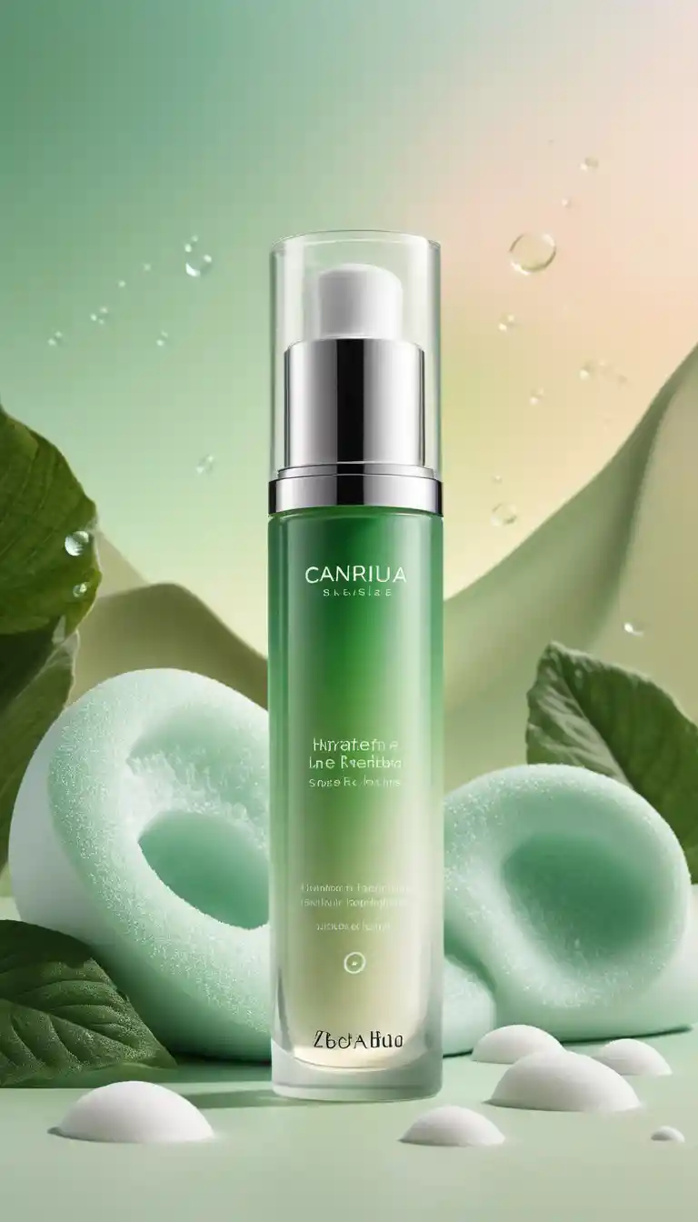 Luxurious skincare tube in dreamy foamy abstract background