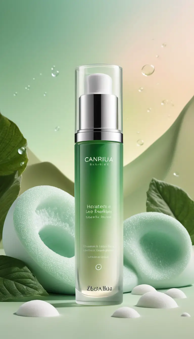 Luxurious skincare tube in dreamy foamy abstract background