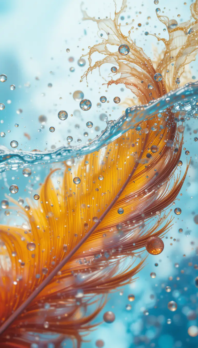 Floating crystal clear water droplets in abstract view