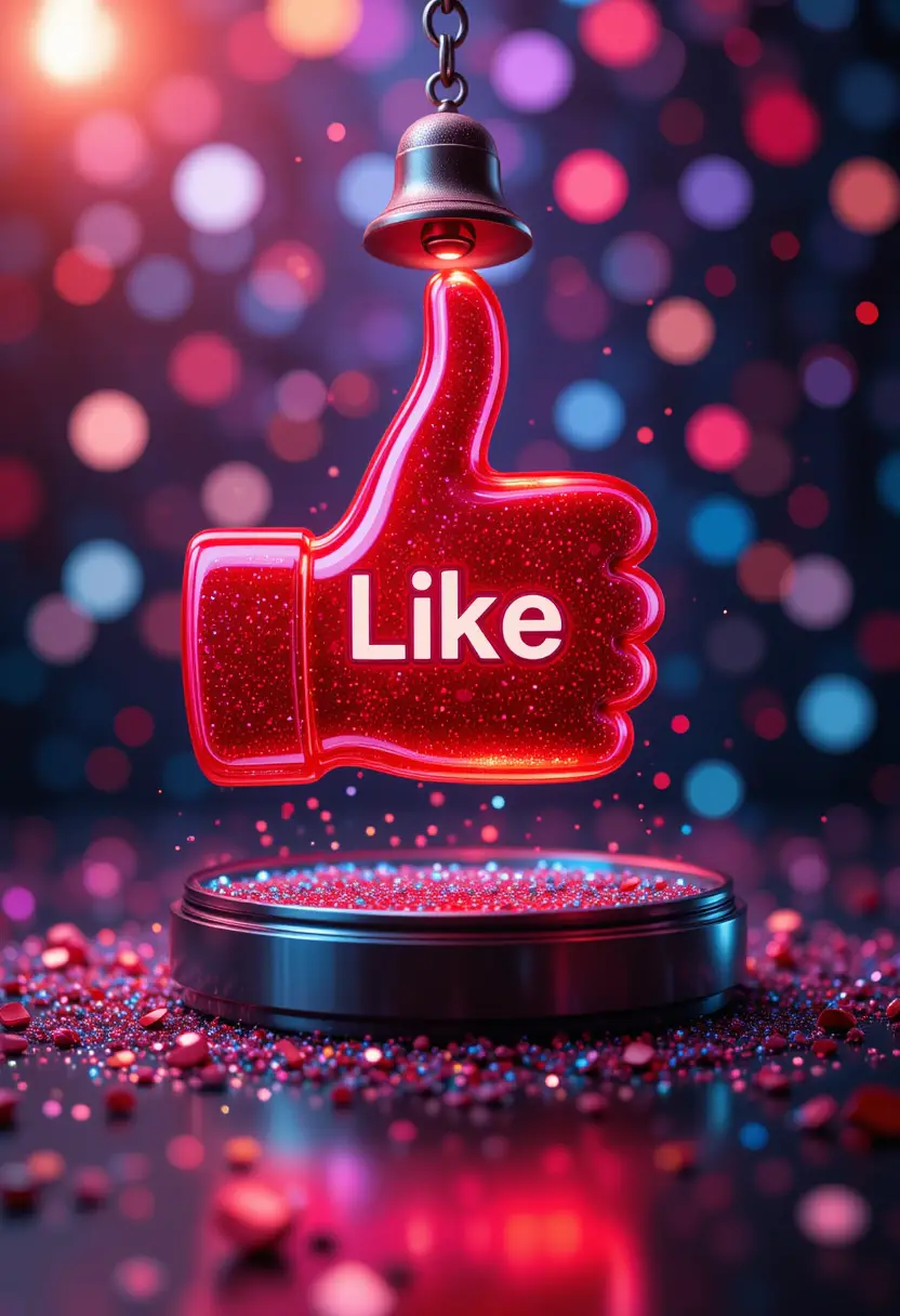 Red like button and ringing subscribe bell in 3d