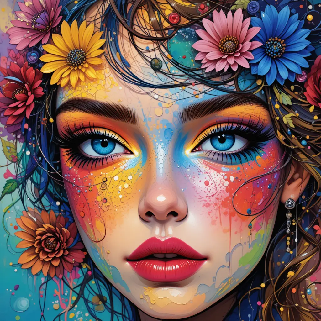 Kit di arte da parete dipingi con i numeri volto colorato