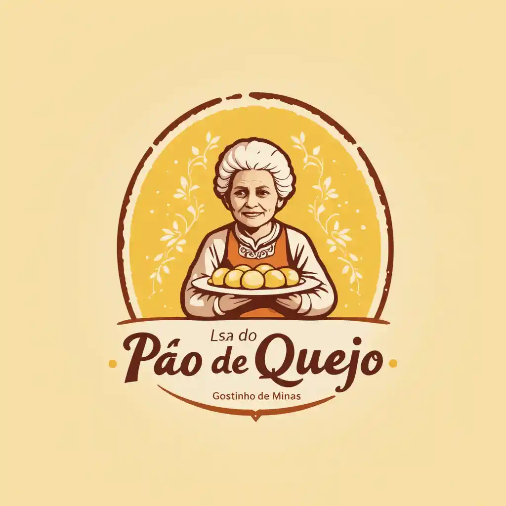 Logo einer älteren Frau mit einem Teller Käsebrötchen
