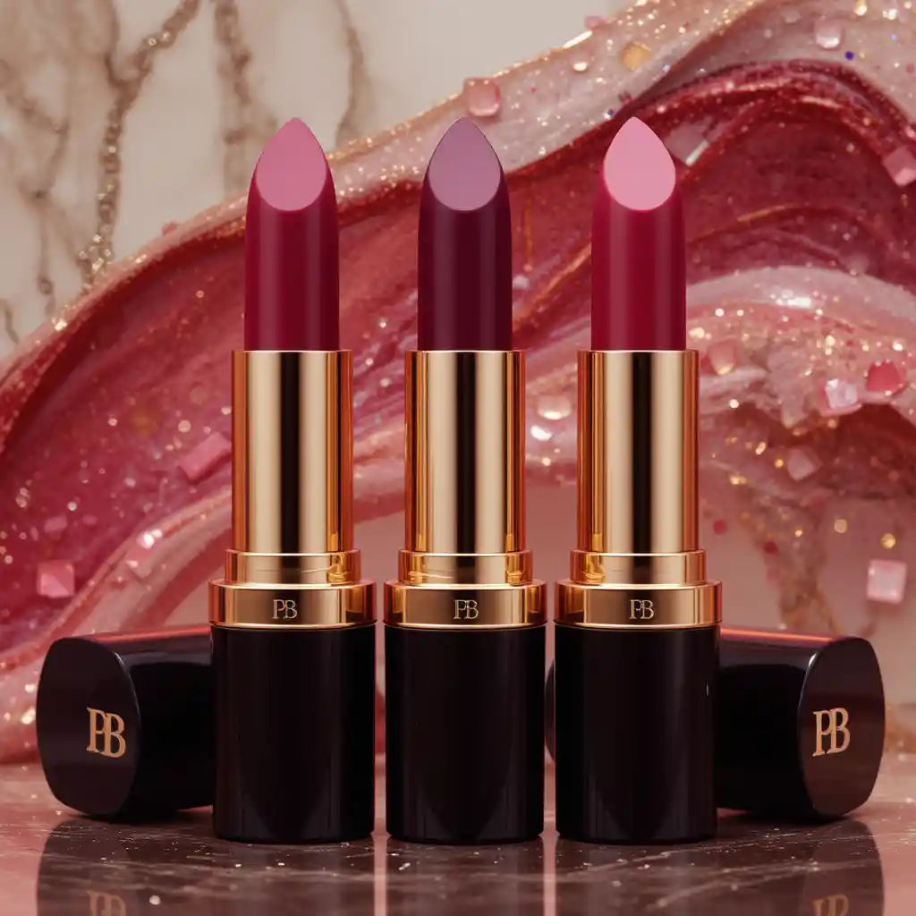 Luxurious dark pink lipsticks with elegant matte packaging