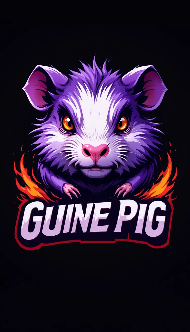 Aggressives lila Meerschweinchen E-Sport-Maskottchen-Logo-Design