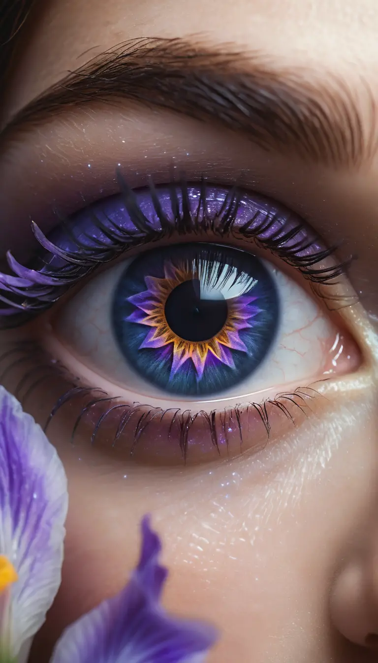 Surreal close up eye revealing a magical inner world