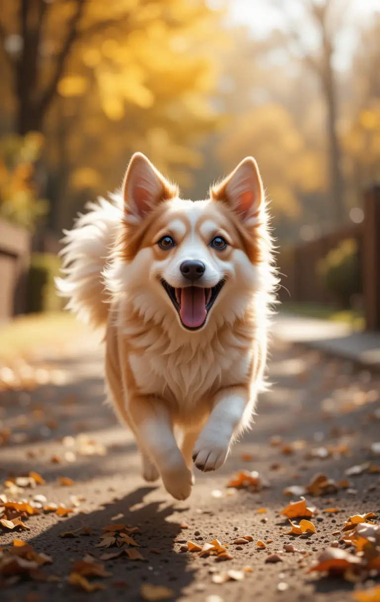 Joyful dog running toward owner in sunny park