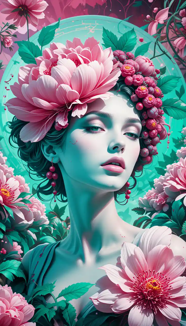 Surreal berry sculpture in a detailed fantasy scene