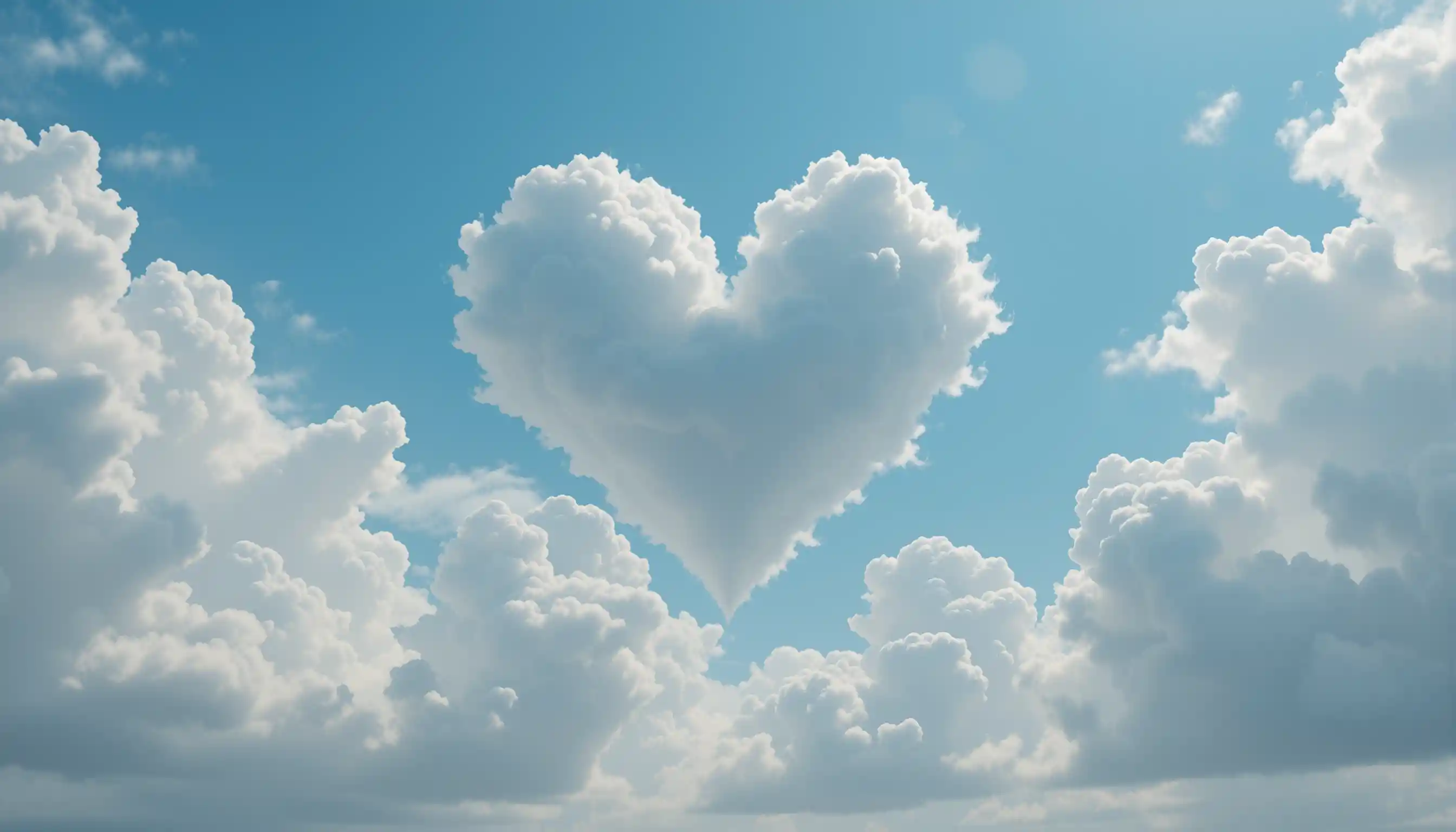 Heart shaped cloud in a soft blue summer sky