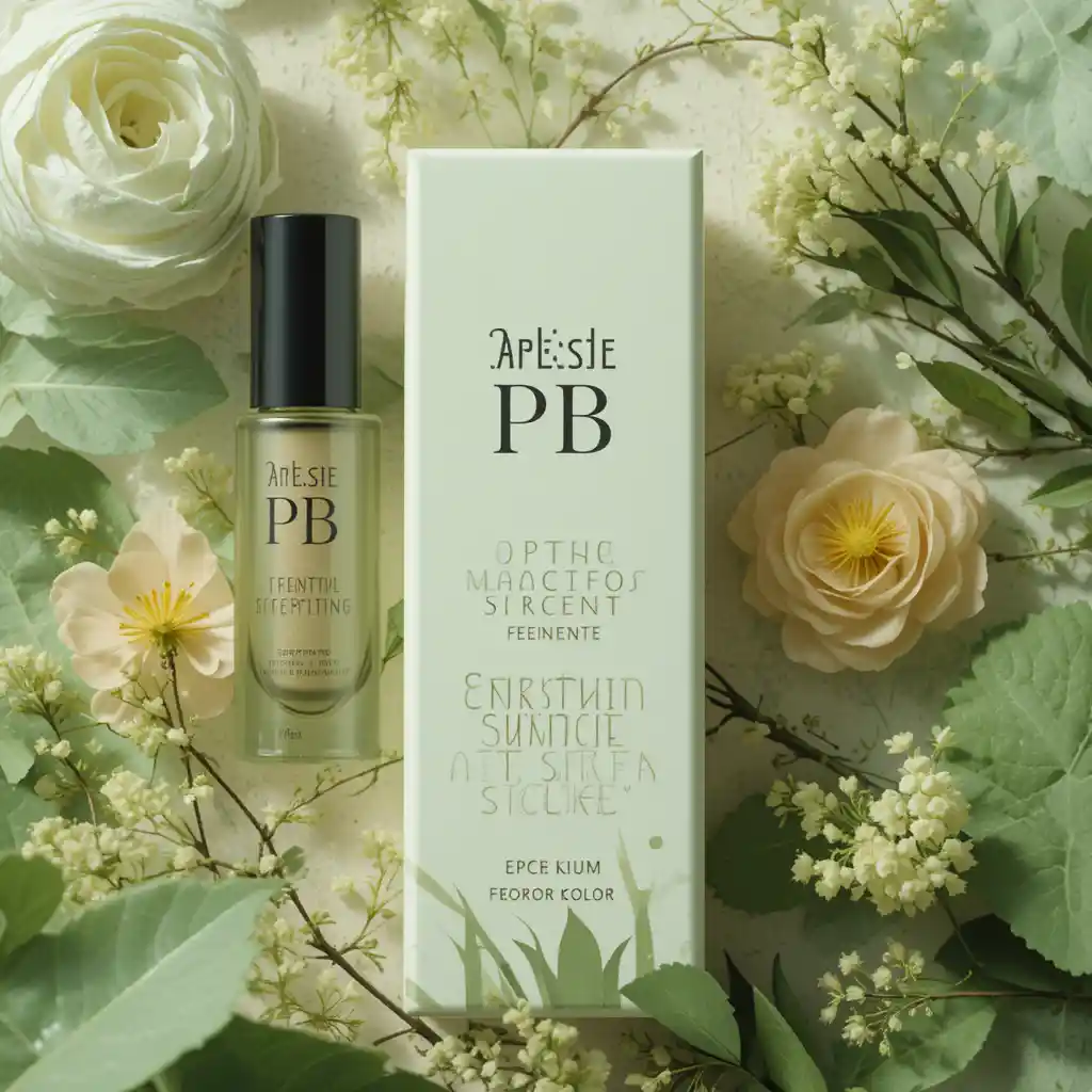 Scented makeup product with PB brand logo in studio setup