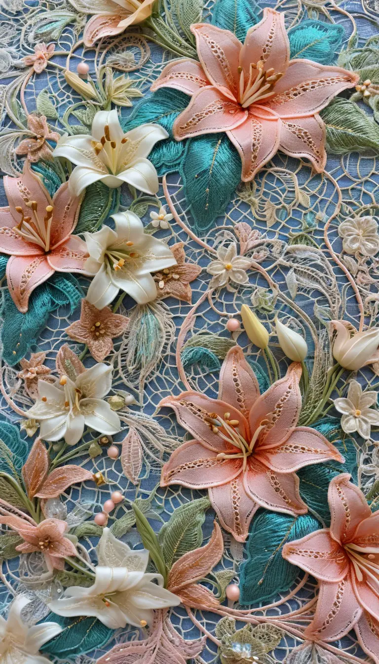 Colorful lace lily design with dreamy pastel details