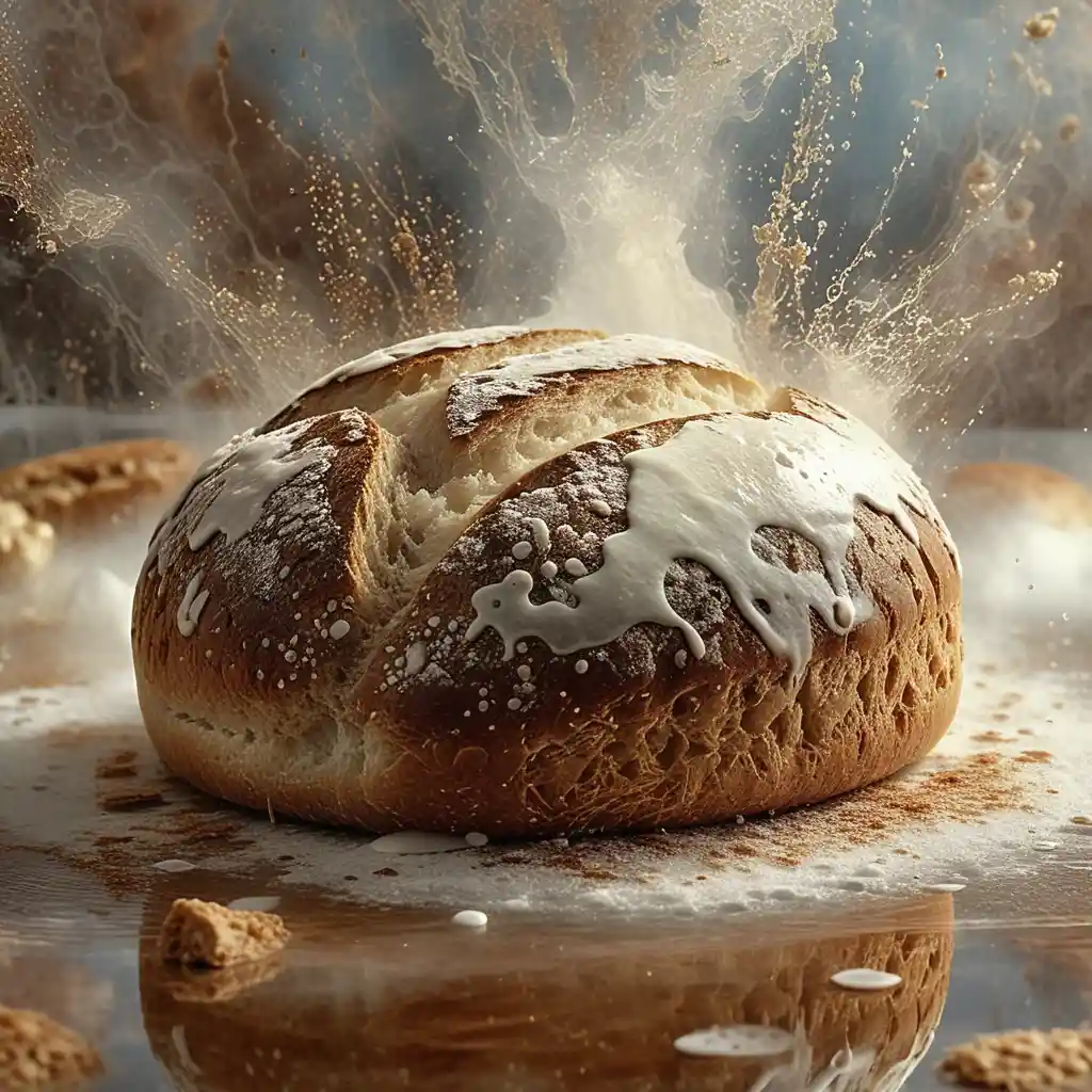 Macro close up of bread with serene reflective details