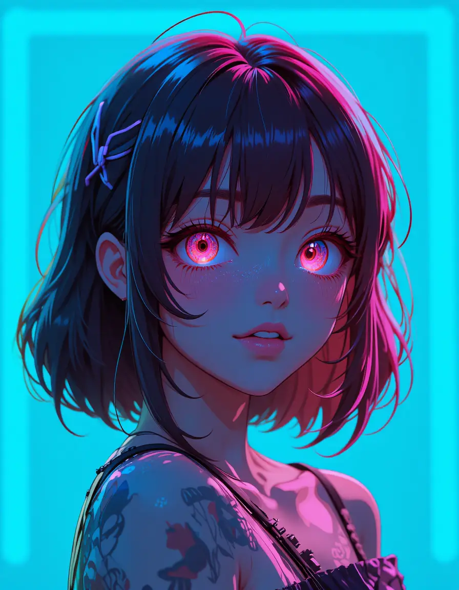 Anime girl on simple background in soft colorful style