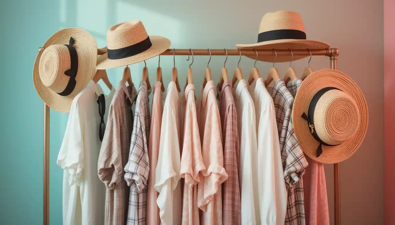 Appendiabiti da interno accogliente con leggeri outfit primaverili