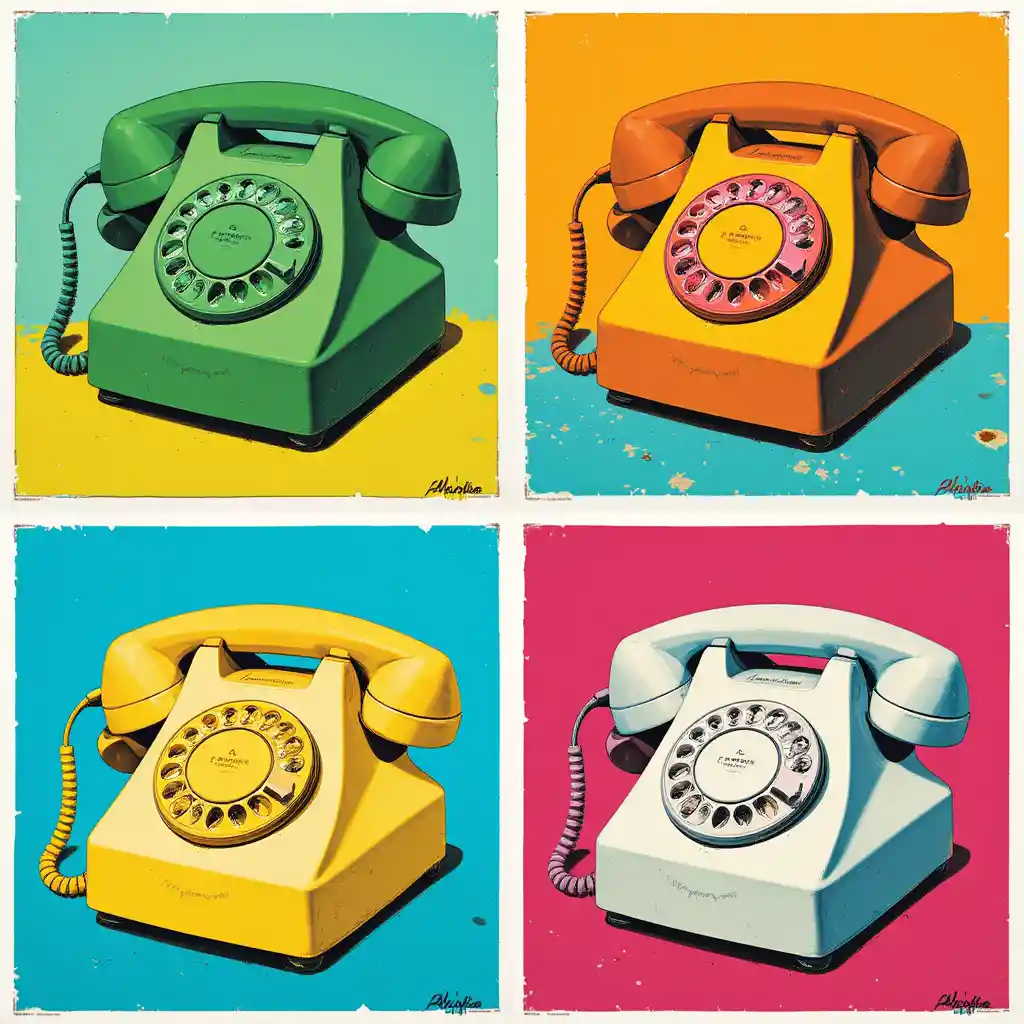 Sérigraphies pop art de téléphones à cadran vintage et colorés