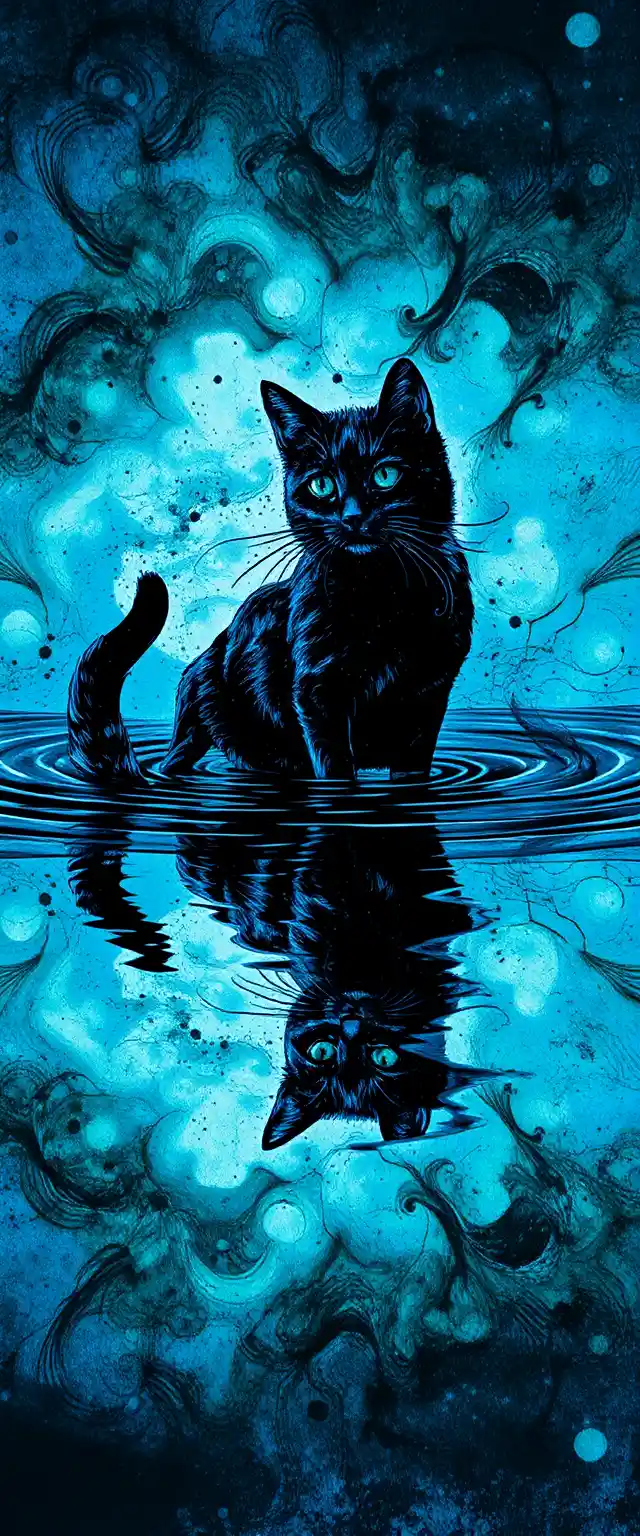 Surreal cat and dog illusion in rippling ink