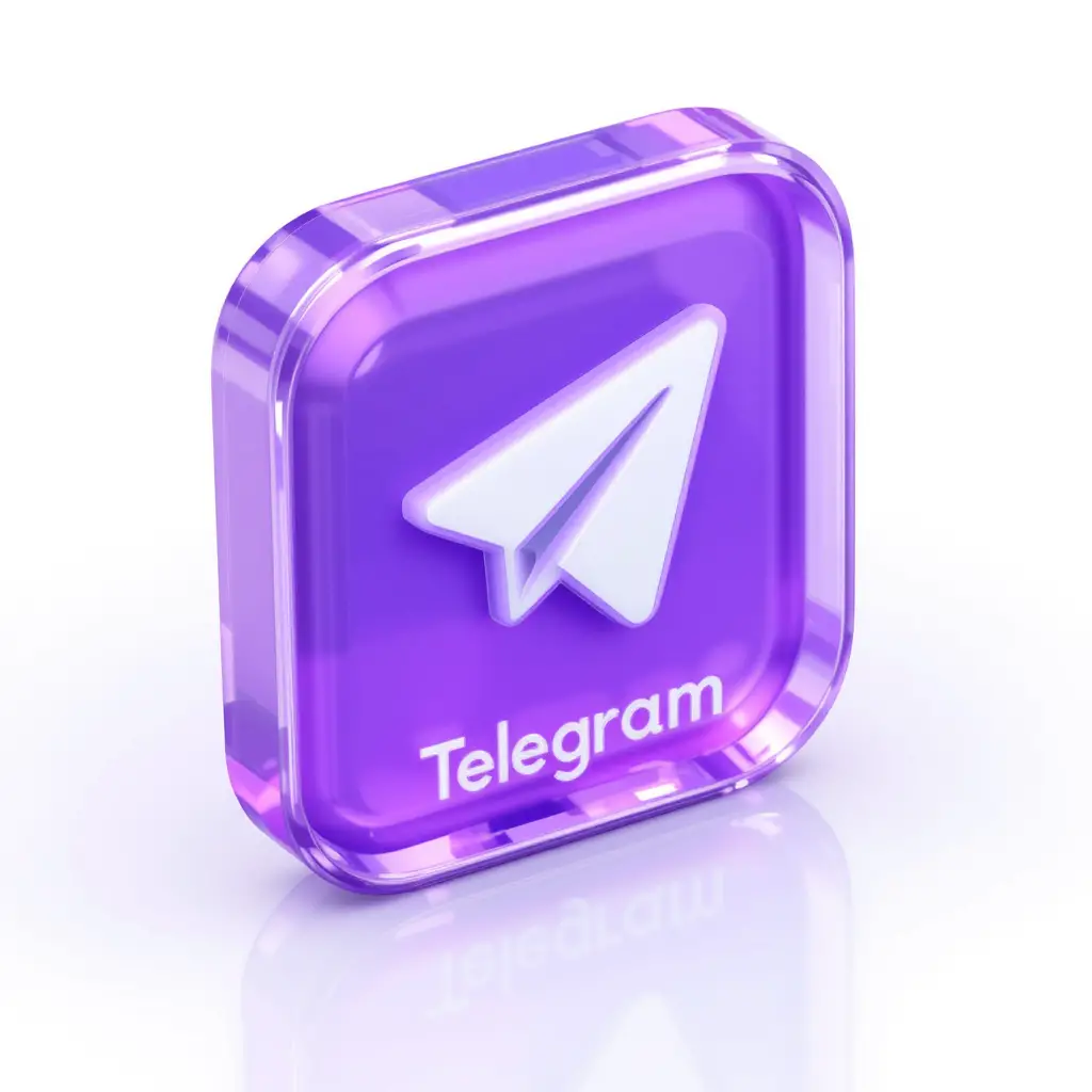 3d isometric telegram style icon with glass effect