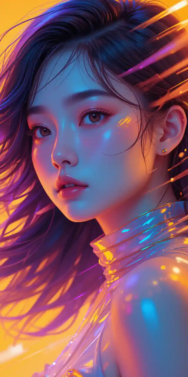Dynamic close up portrait of a stylish fashion woman