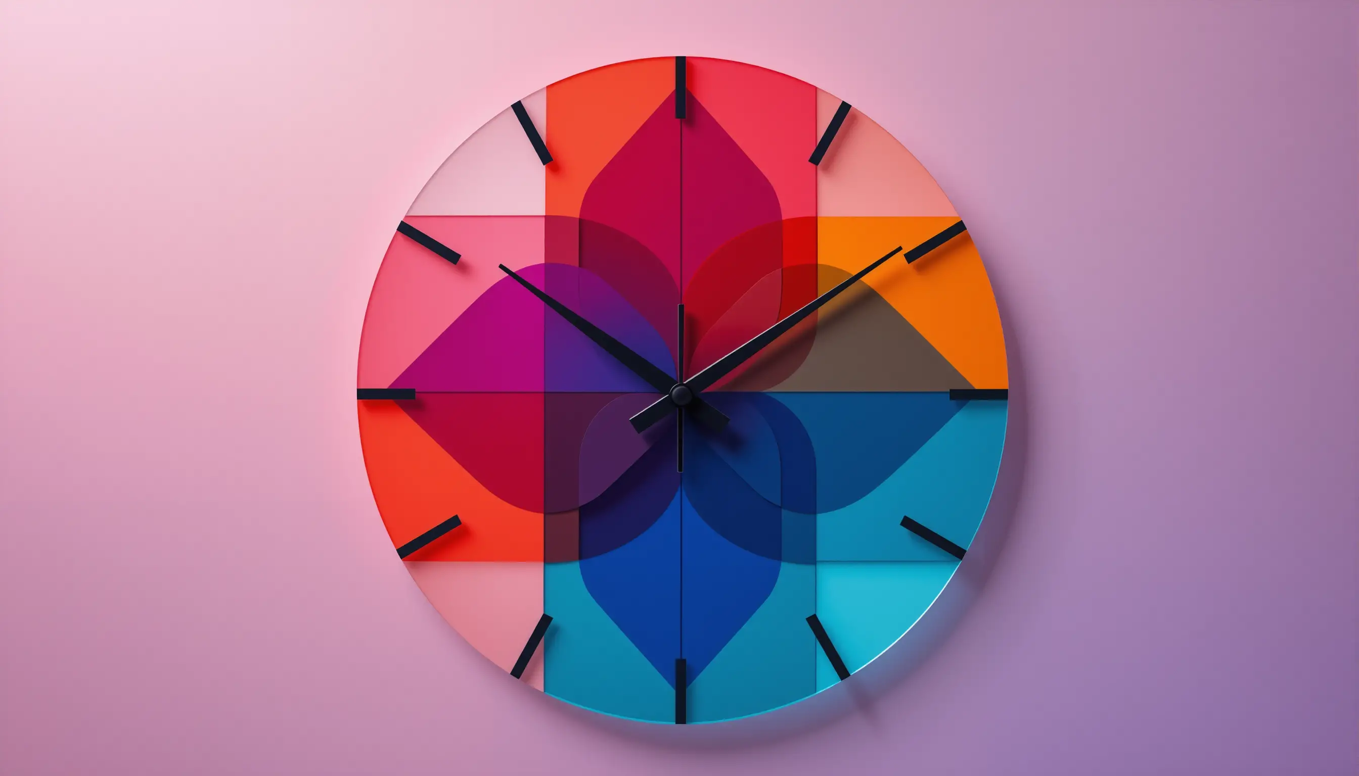 Abstract geometric clock with colorful modern design