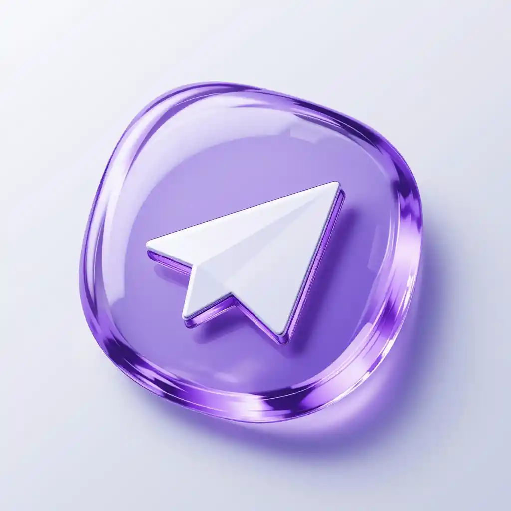 3d isometric telegram glass icon on white background