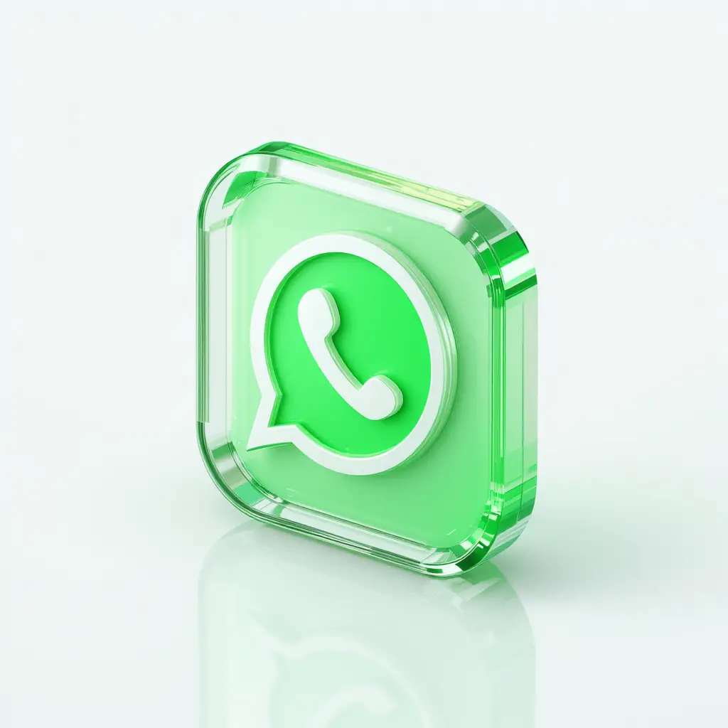 3d isometric whatsapp style glass icon on white background