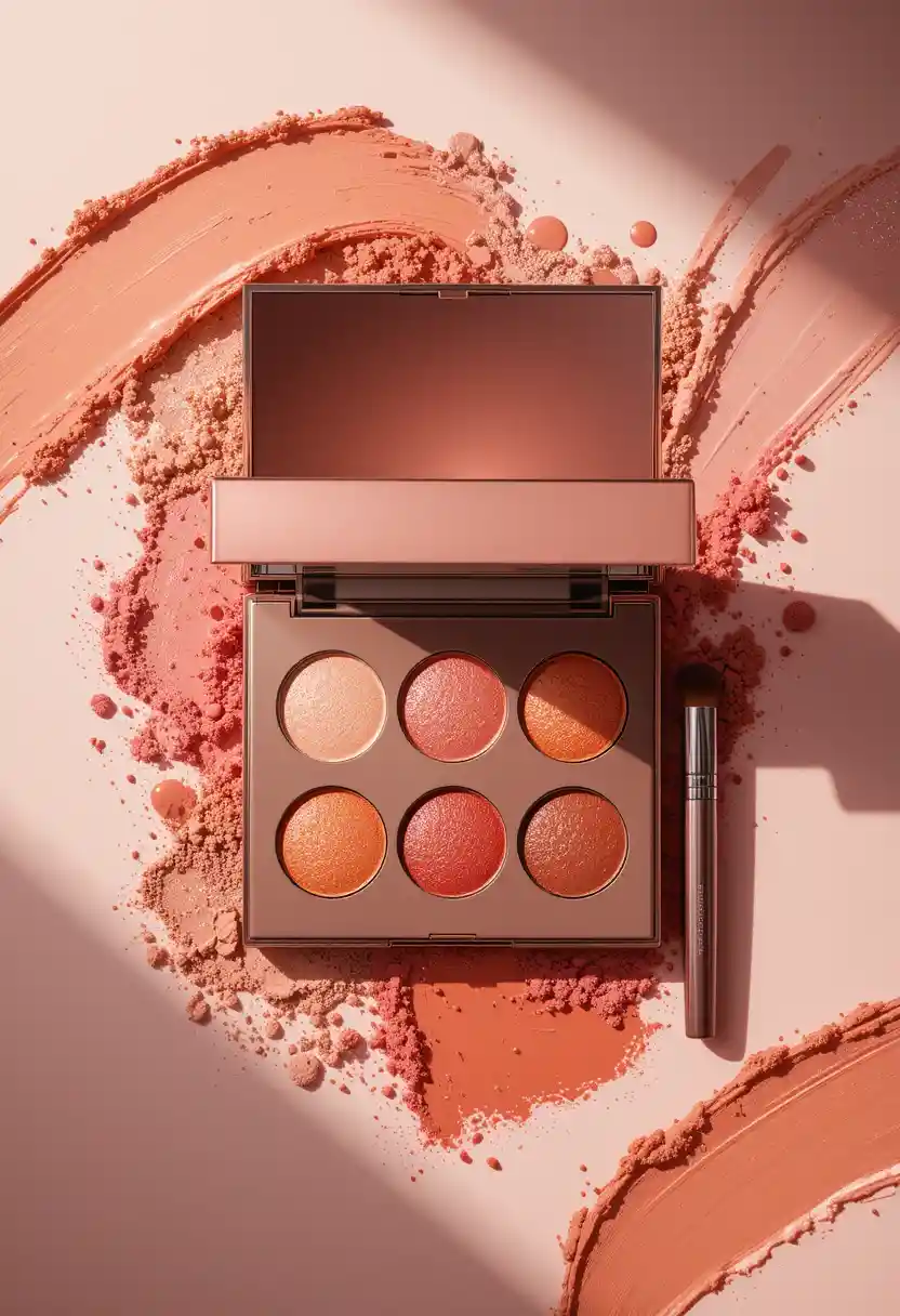 Luxury peach and brown eyeshadow palette product close up