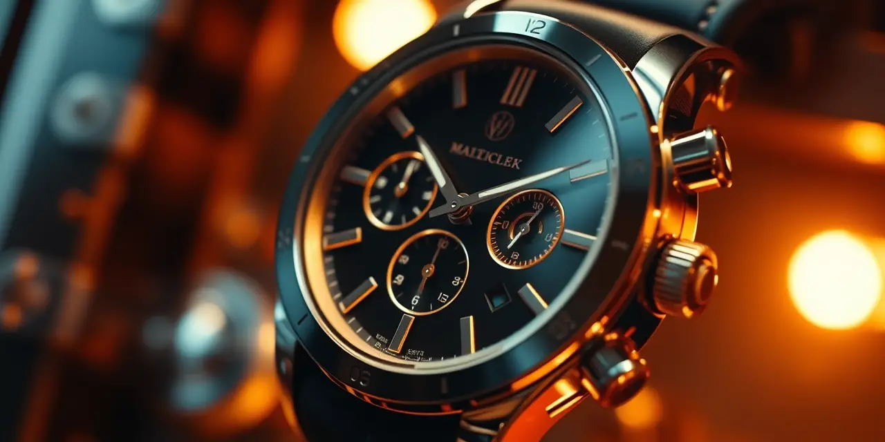 Luxurious close up of a refined watch in display
