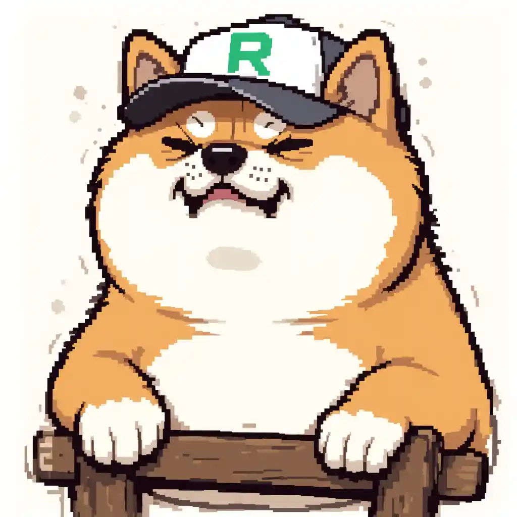 Pixel art close up of a chubby shiba inu head