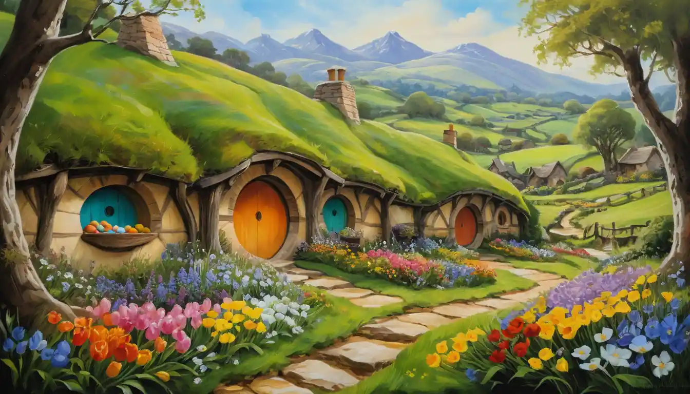 Peaceful Easter Morning Among Hobbit Homes In The Shire