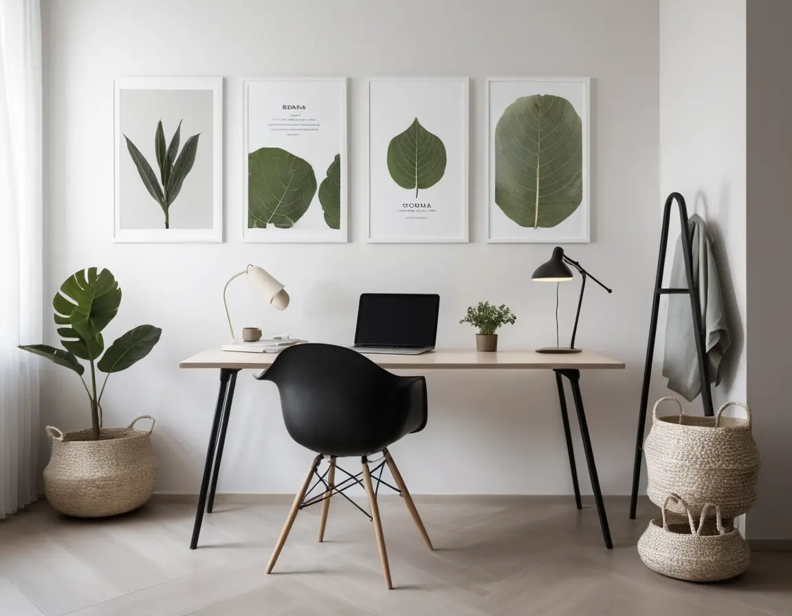 Elegant woman seated in minimalist photography studio interior