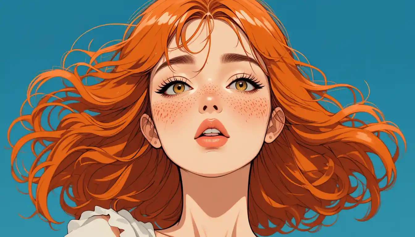 Vintage anime woman jumping in clean detailed illustration