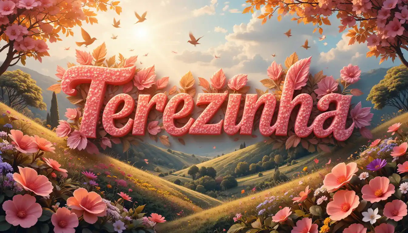 3D-Blumentext in einer sonnenbeschienenen Landschaft