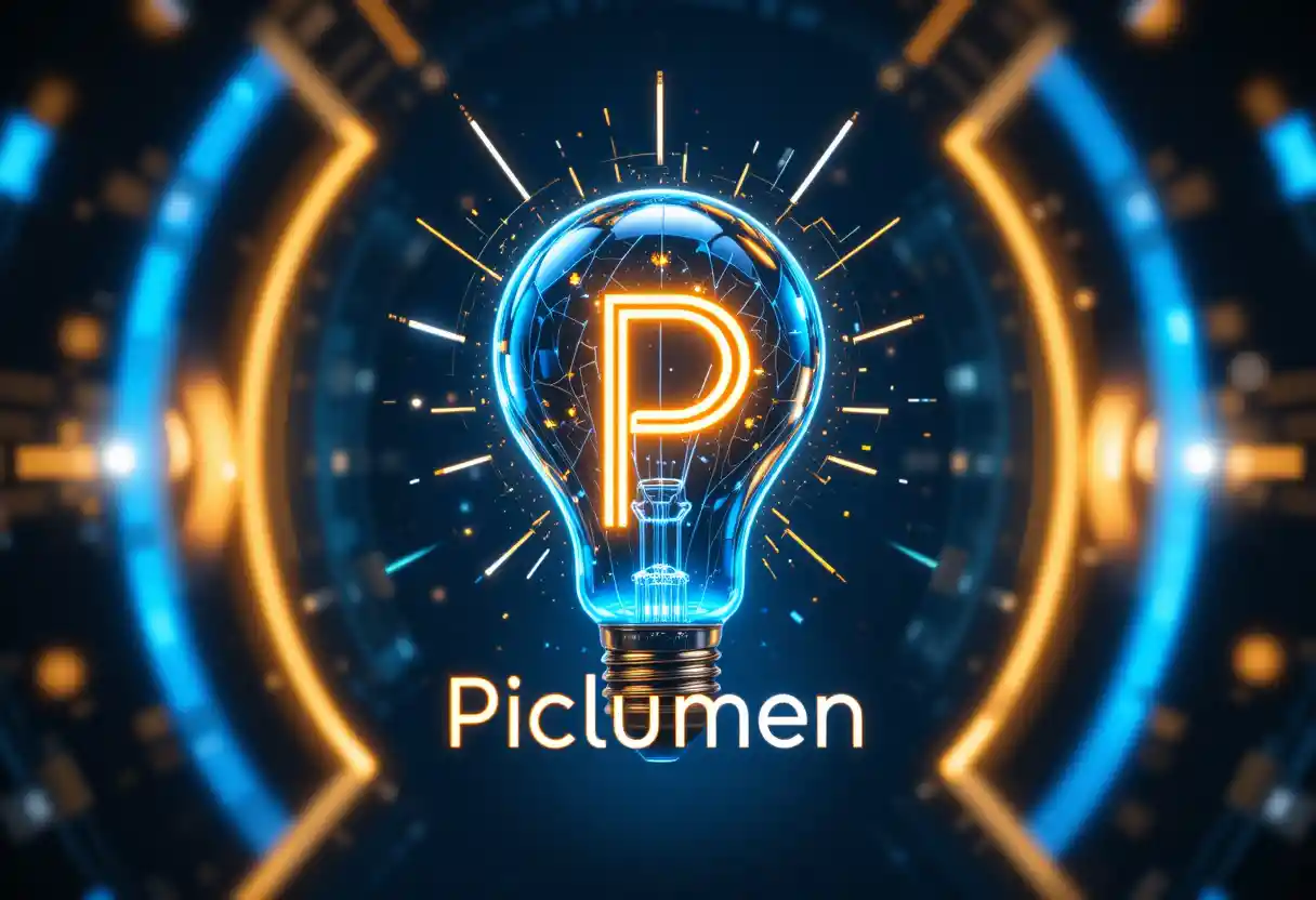 Logotipo de lâmpada brilhante futurista com pixels digitais